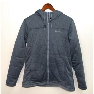 Columbia Womens Gray Heathered Full Zip Hooded Puffer Jacket Size L / #1196